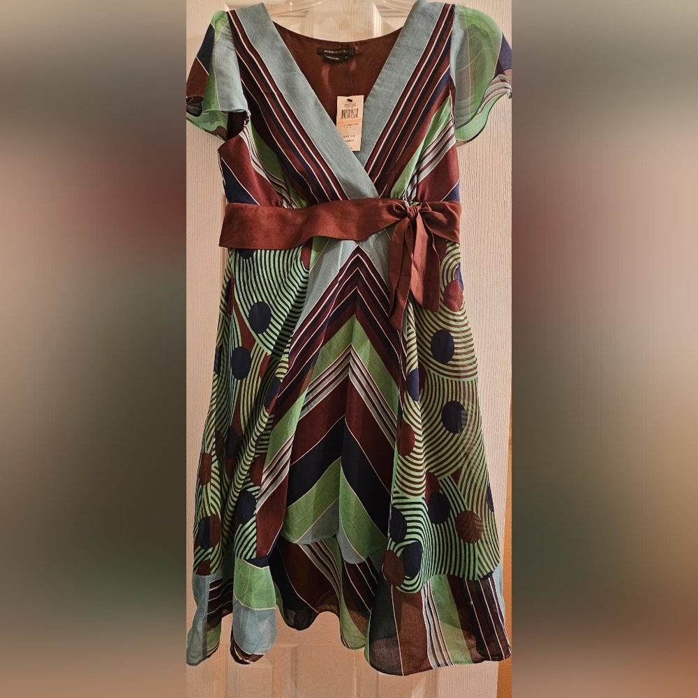 NWT BCBGMAXAZRIA Woven Dress Silk Blend Lined Size 10